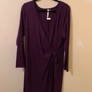NY Collection lightweight knit wrap dress